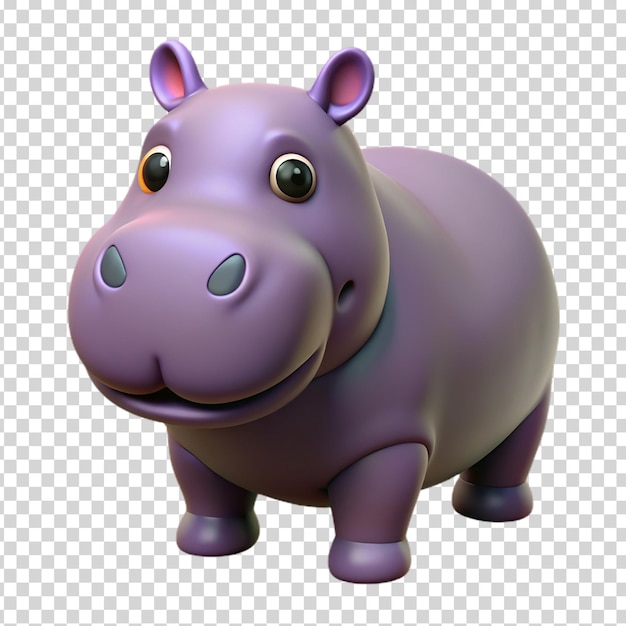 A happy hippo on transparent background