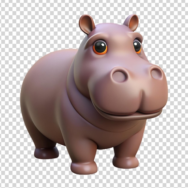 A happy hippo on transparent background