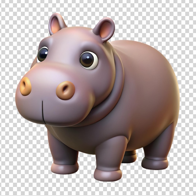 A happy hippo on transparent background