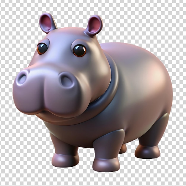 A happy hippo on transparent background