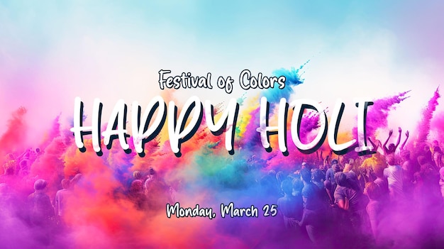 PSD happy holi banner template with colorfull background festival of color