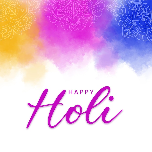 Happy Holi Celebration Colors Splash on White Background