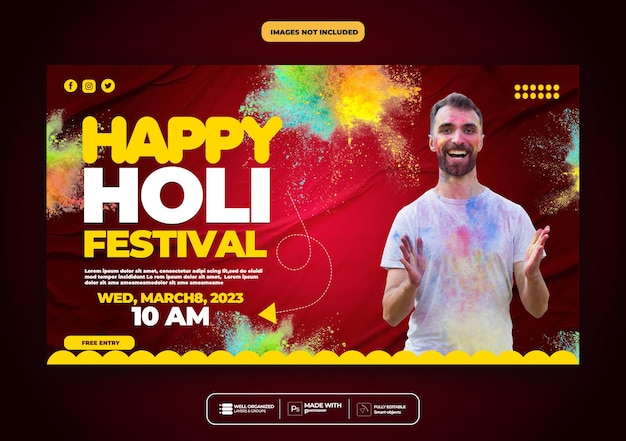 Happy holi festival Banner template