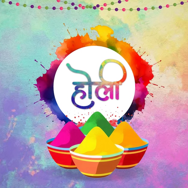 Happy Holi Festival Celebration Background Wishing Post Design