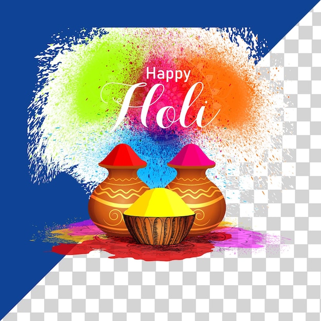 Happy holi festival of color with exploded colorful powder PNG