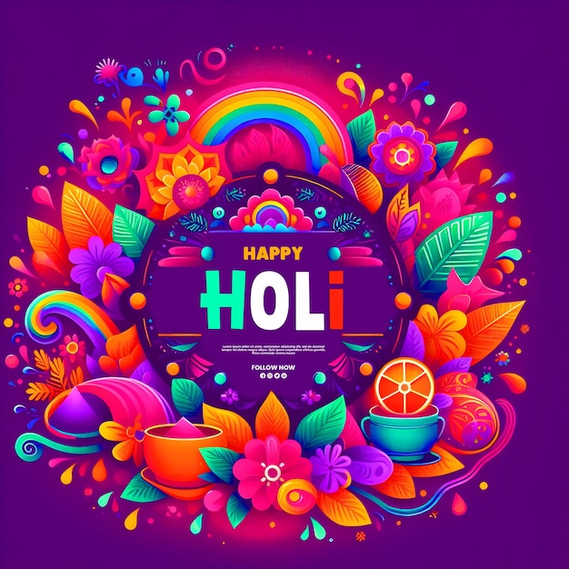 Happy holi festival colorful background design template