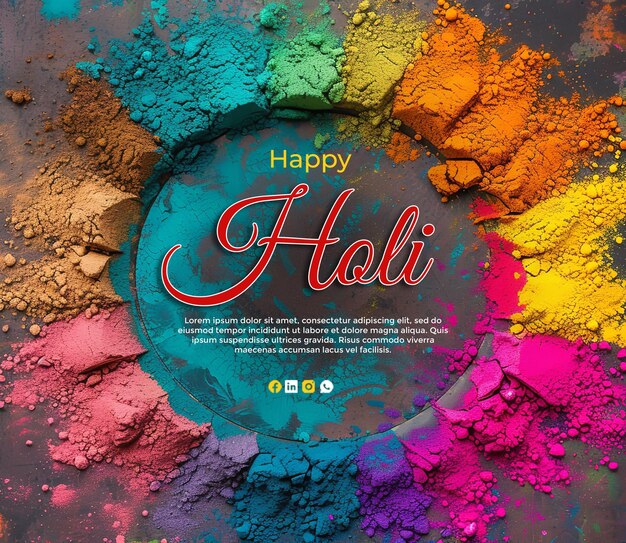 Happy Holi Festival Greeting Social Medi Post Design Template Joyful Colorful Celebration