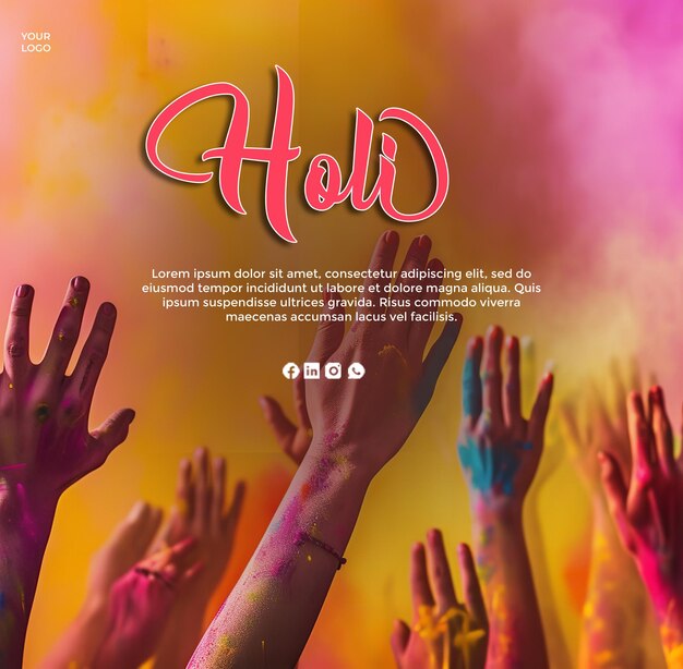 Happy Holi Festival Greeting Social Medi Post Design Template Joyful Colorful Celebration