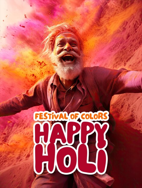 happy holi festival poster template with holi background