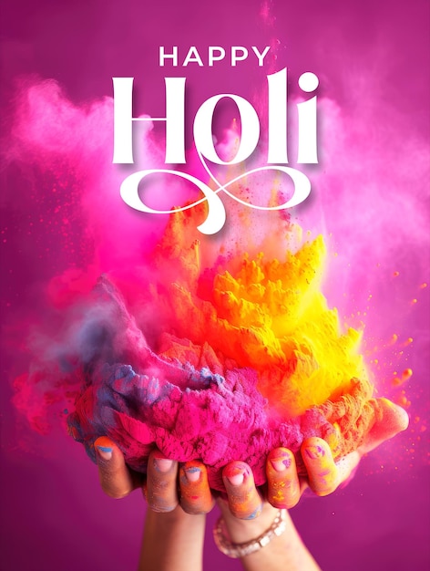 happy holi festival poster template with holi background