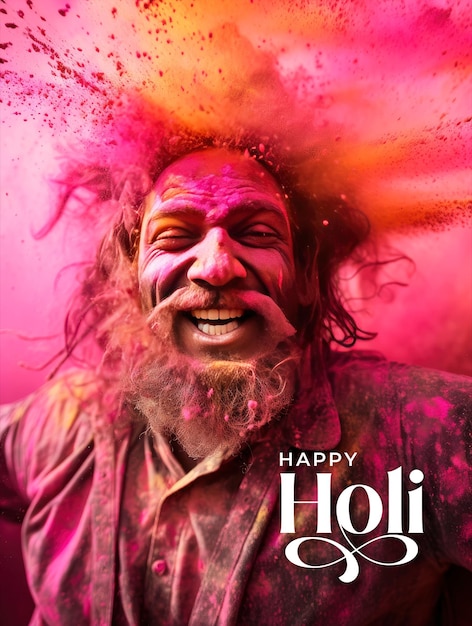 PSD happy holi festival poster template with holi background