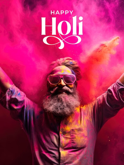 PSD happy holi festival poster template with holi background