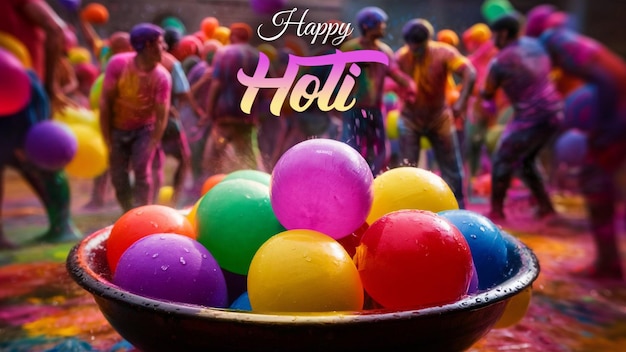 PSD happy holi indian festival greeting card template or poster