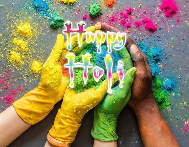 PSD happy holi poster template with a colorful background