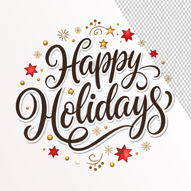 PSD happy holidays lettering on transparent background