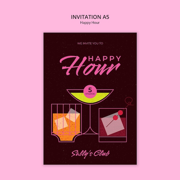 Happy hour celebration invitation template