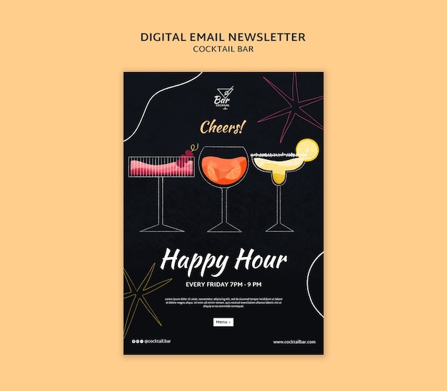 PSD happy hour celebration newsletter template