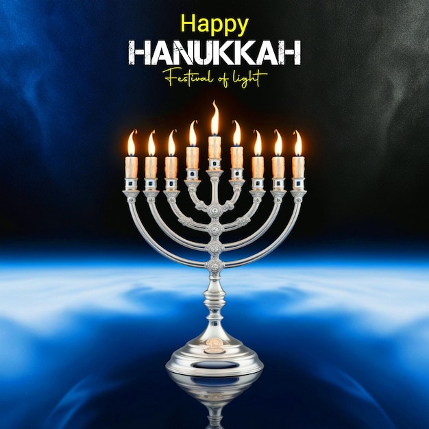 Happy hunukkah modern illustration menorah background