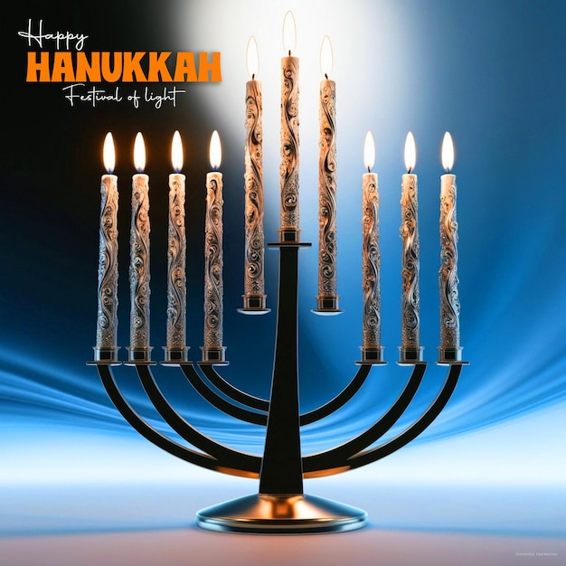 Happy hunukkah modern illustration menorah background