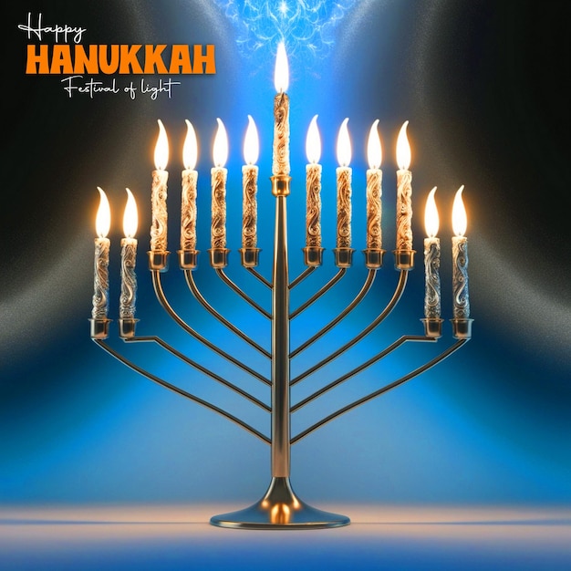 Happy hunukkah modern illustration menorah background