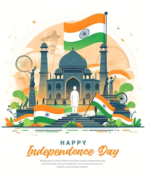 Happy Independence Day India Freedom Celebration Social Media Post Banner Template