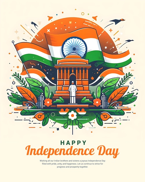 Happy Independence Day India Freedom Celebration Social Media Post Banner Template