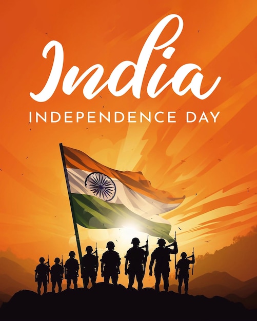 Happy Independence Day of India Illustration Happy Republic Day 15th August Template Poster