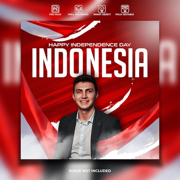 Happy independence day indonesia social media instagram post template