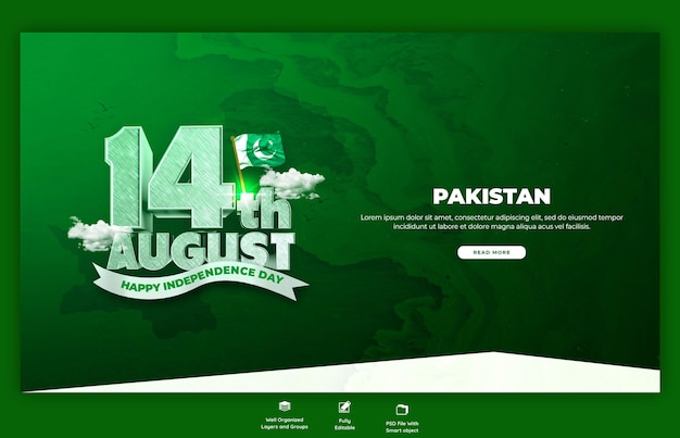 PSD happy independence day pakistan web banner or background template