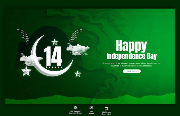 PSD happy independence day pakistan web banner or background template