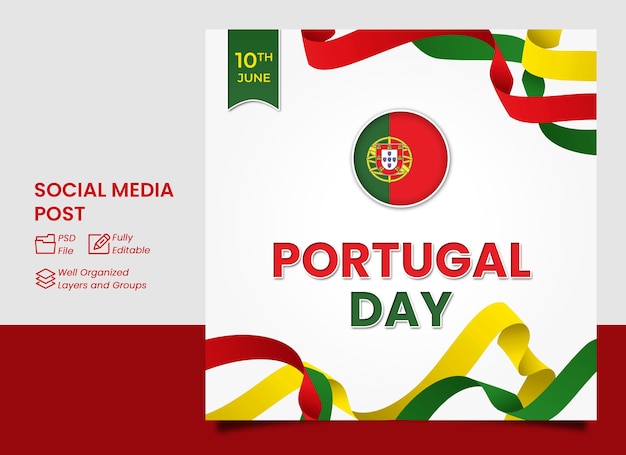 happy independence day portugal social media banner post template design