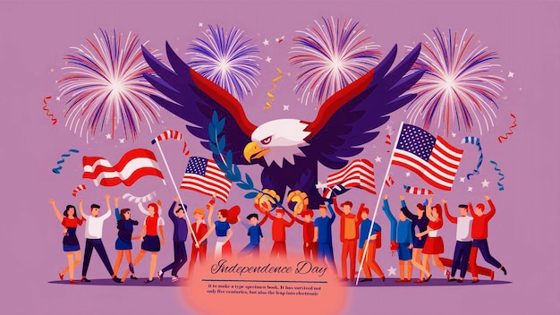 PSD happy independence day poster for an event with a large eagle and flags