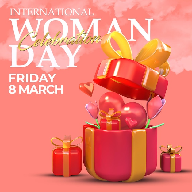 happy international womens day flyer and social media post template