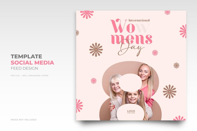 Happy international womens day march 8 Instagram social media post template