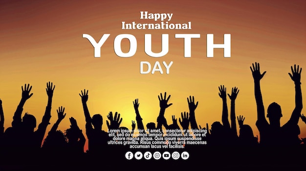 Happy international youth day celebrate poster background design