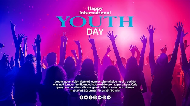 Happy international youth day celebrate poster background design