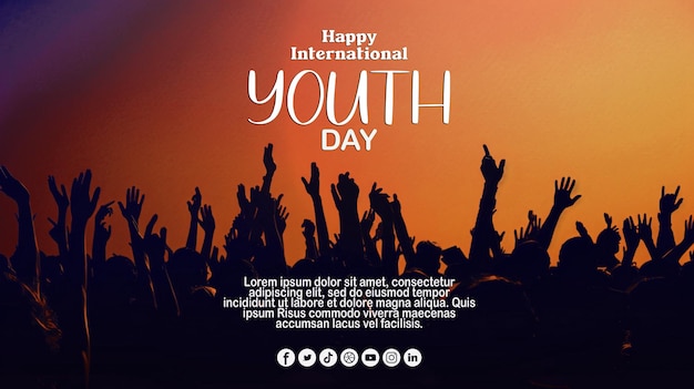 Happy international youth day celebrate poster background design