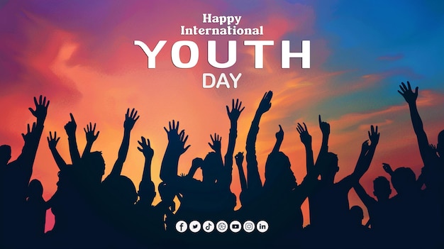 Happy international youth day celebrate poster background design