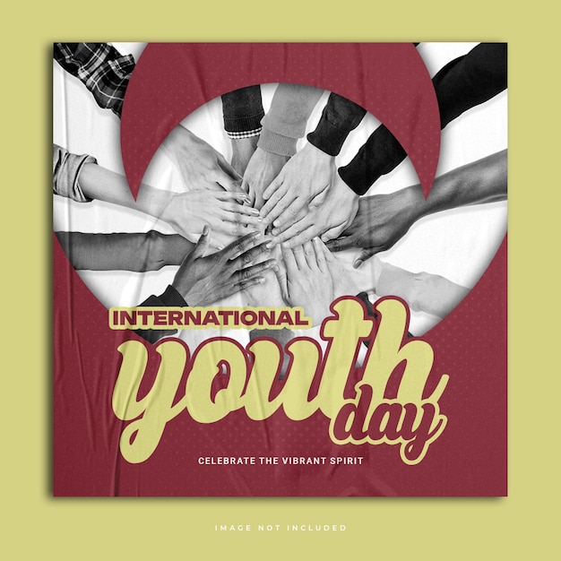 Happy international youth day Instagram social media design banner template