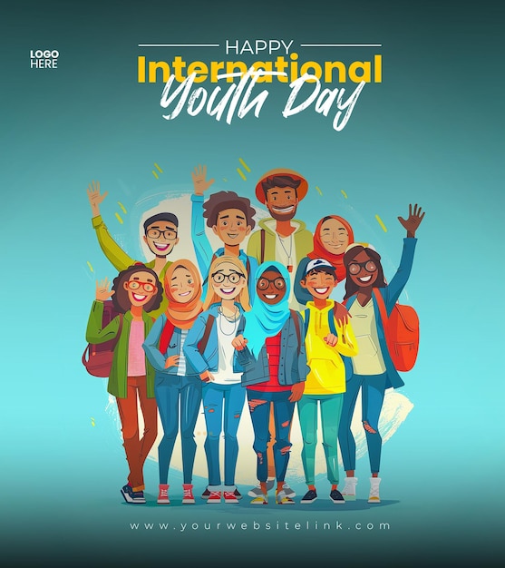 PSD happy international youth day social media and instagram banner post design template