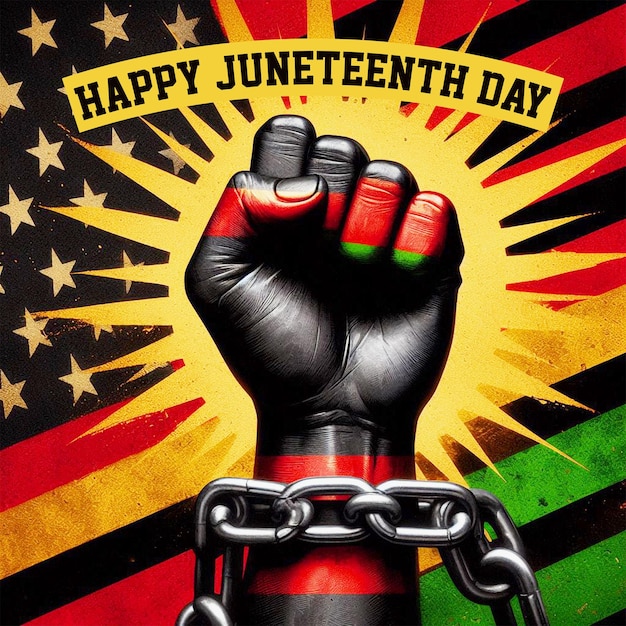 PSD happy juneteenth day illustration social media post template design