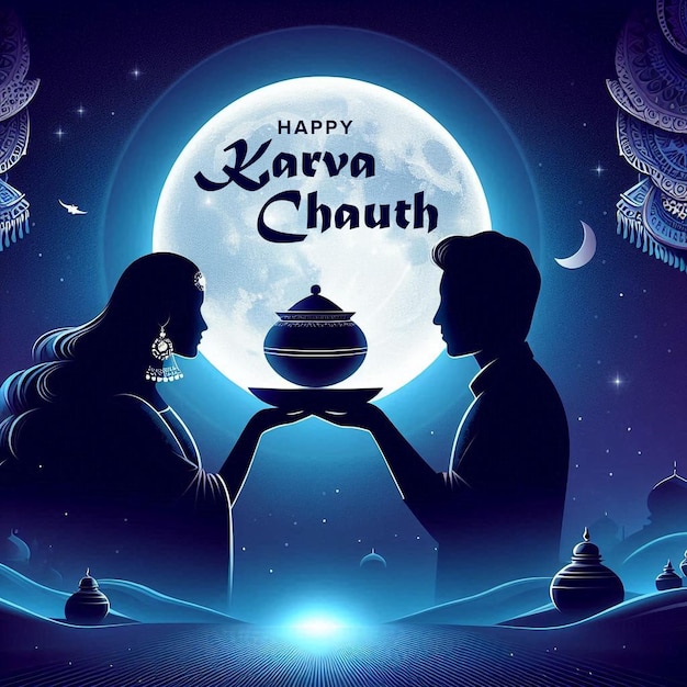 PSD happy karva chauth festival banner design for social media