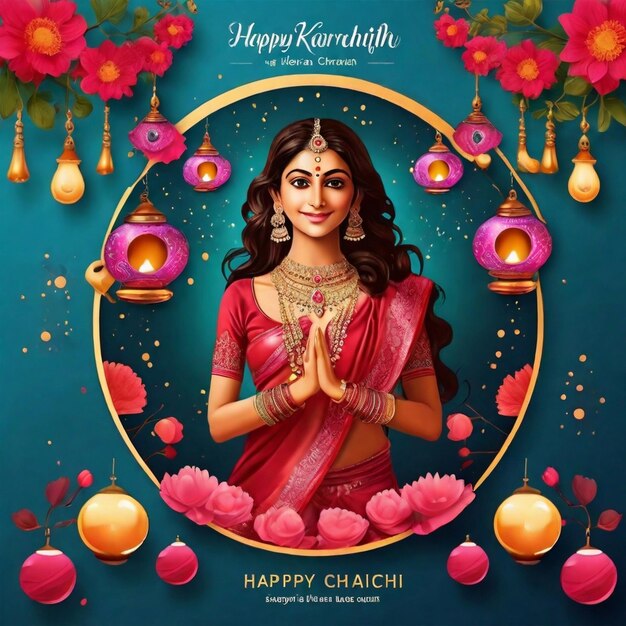 PSD happy karva chauth social media post template