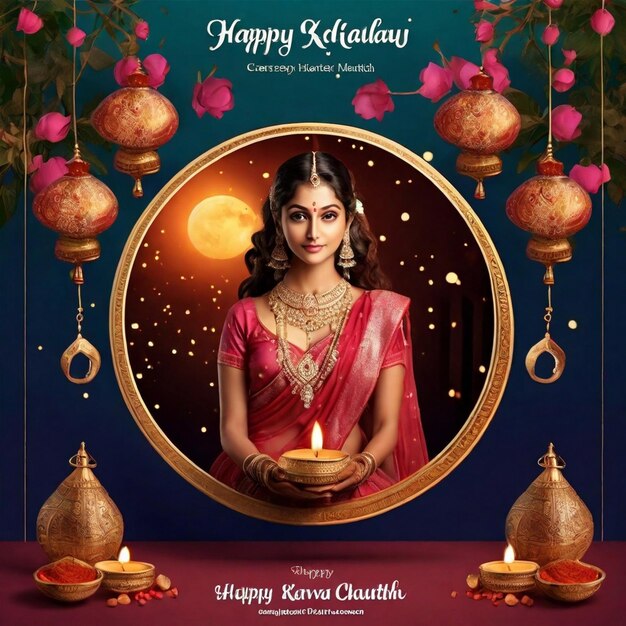 PSD happy karva chauth social media post template