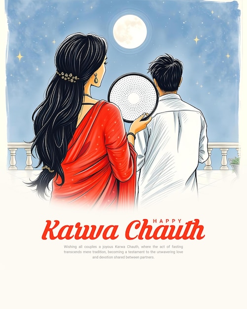 Happy Karwa Chauth and Karva Chauth for married women Fasting social Media Post banner