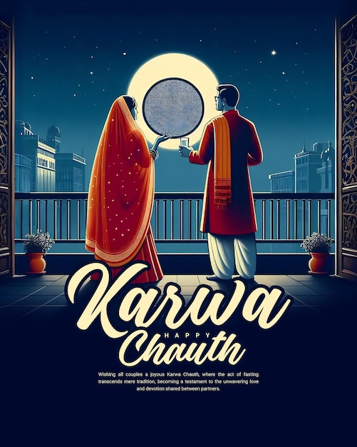 Happy Karwa Chauth and Karva Chauth for married women Fasting social Media Post banner