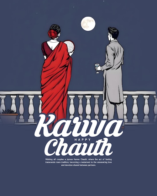 Happy Karwa Chauth and Karva Chauth for married women Fasting social Media Post banner