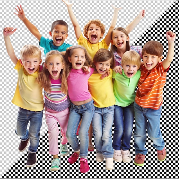 happy kids having fun on transparent background