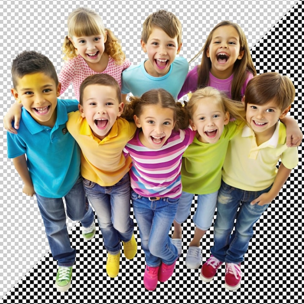 happy kids having fun on transparent background