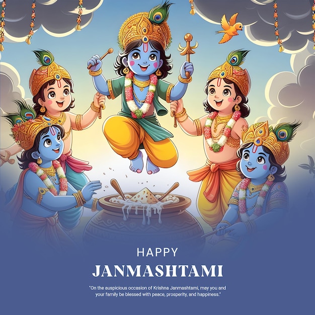 Happy Krishna Janmashtami celebration Indian festival social media post banner poster